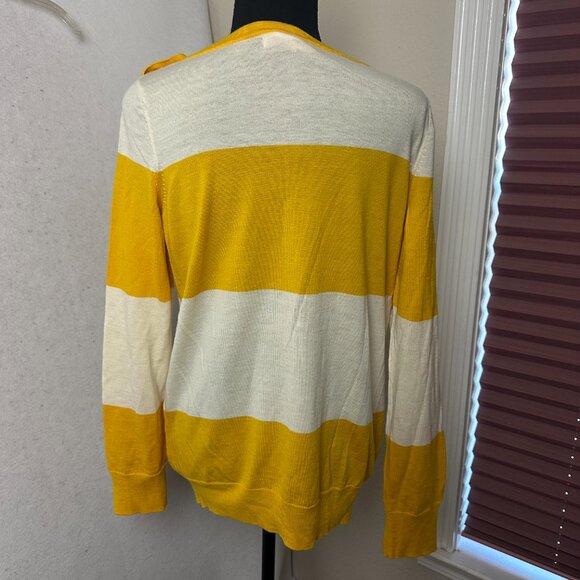 Banana Republic 100% Pure Merino Wool Extra Fine Sweater sz L Top striped yellow - Picture 4 of 6